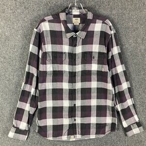 Vans‎ Shirt Men's Large Button Up Check Purple Long Sleeve Cotton Blend